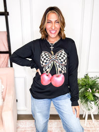 Checkered Cherries Long Sleeve Graphic Tee - FINAL SALE