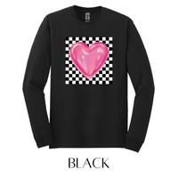 Checkered Heart Graphic Pullover - FINAL SALE