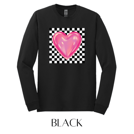 Checkered Heart Graphic Pullover - FINAL SALE - Macoma Boutique555 Presales