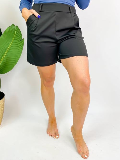 Chic & Comfy Belt Loop Shorts in Black - Reg & Curvy - Macoma Boutique180 Shorts