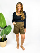 Chic & Comfy Belt Loop Shorts in Brown - Reg & Curvy - Macoma Boutique180 Shorts