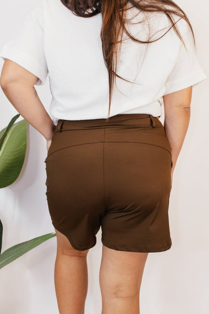 Chic & Comfy Belt Loop Shorts in Brown - Reg & Curvy - Macoma Boutique180 Shorts