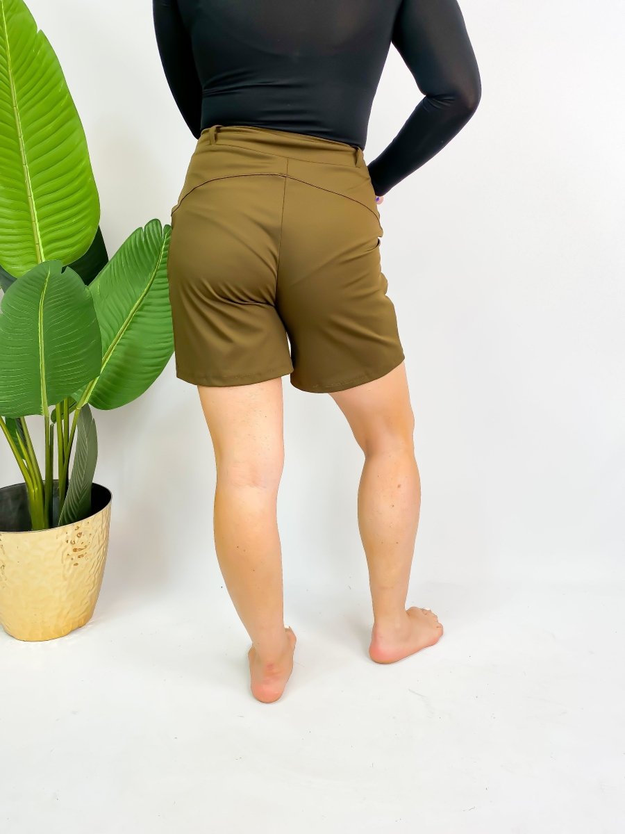 Chic & Comfy Belt Loop Shorts in Brown - Reg & Curvy - Macoma Boutique180 Shorts