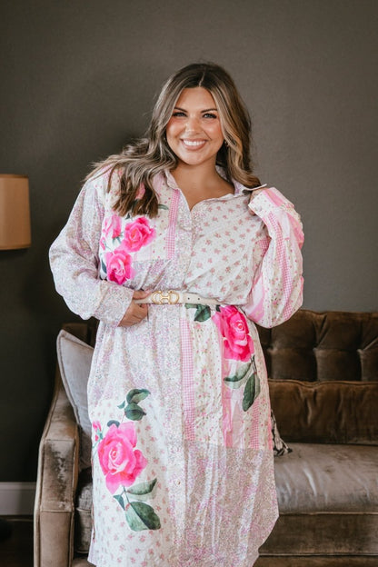 Chic Patchwork Duster Dress - Reg & Curvy - Macoma Boutique250 Dresses