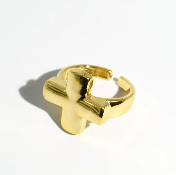 Chunky Cross Ring In Gold - Macoma Boutique310 Accessories/Jewelry