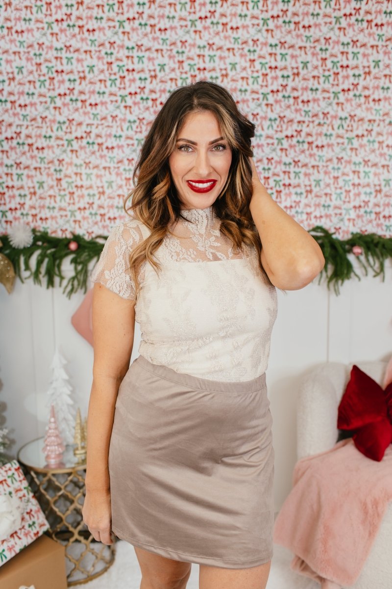 Classic Crush Mini Skirt In Tan - Reg & Curvy - Macoma Boutique200 Skirts