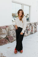 Classic Kathryn Button Up Top in Black Polka Dots - Reg & Curvy - Macoma Boutique120 Long Sleeve