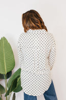 Classic Kathryn Button Up Top in Black Polka Dots - Reg & Curvy - Macoma Boutique120 Long Sleeve
