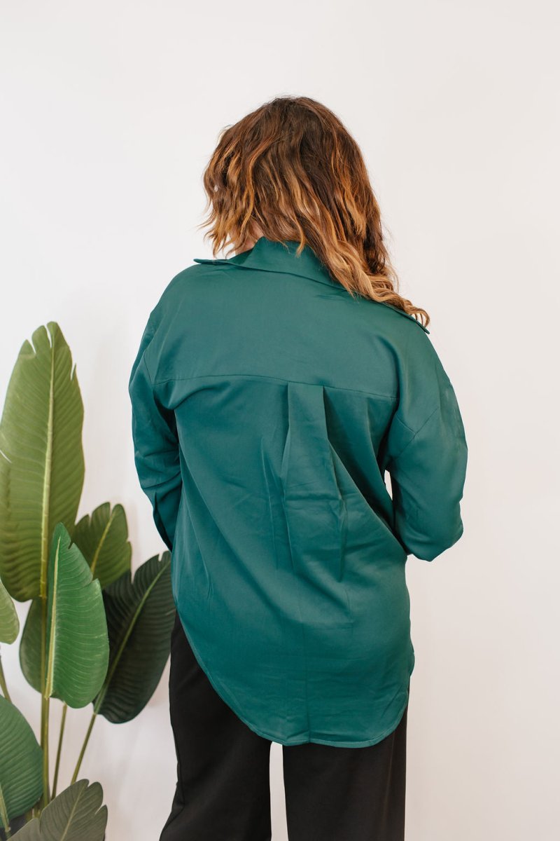 Classic Kathryn Button Up Top in Forest Green - Reg & Curvy - Macoma Boutique120 Long Sleeve