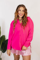 Classic Kathryn Button Up Top in Hot Pink - Reg & Curvy - Macoma Boutique120 Long Sleeve