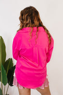 Classic Kathryn Button Up Top in Hot Pink - Reg & Curvy - Macoma Boutique120 Long Sleeve