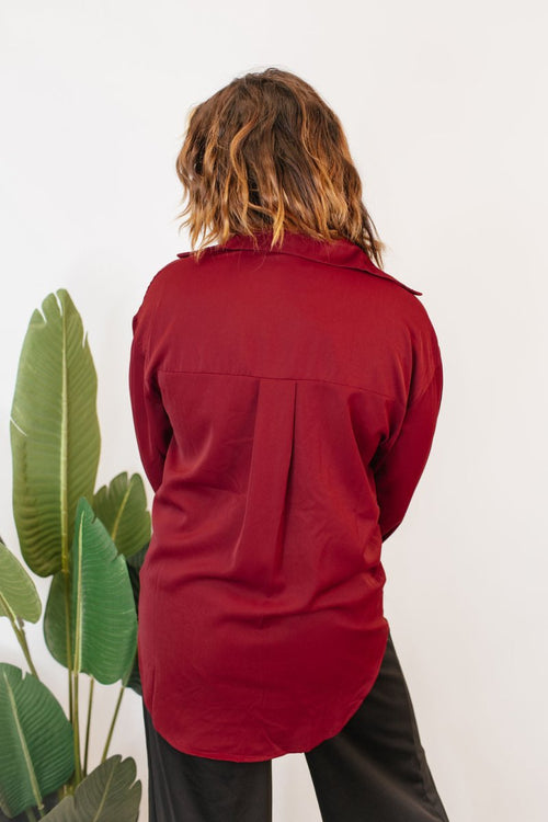 Classic Kathryn Button Up Top in Maroon - Reg & Curvy - Macoma Boutique120 Long Sleeve