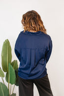 Classic Kathryn Button Up Top in Navy - Reg & Curvy - Macoma Boutique120 Long Sleeve