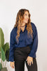 Classic Kathryn Button Up Top in Navy - Reg & Curvy - Macoma Boutique120 Long Sleeve