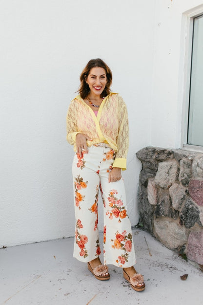 Classic Kathryn Button Up Top In Yellow - Reg & Curvy - Macoma Boutique120 Long Sleeve