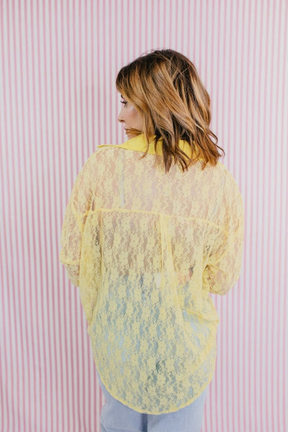 Classic Kathryn Button Up Top In Yellow - Reg & Curvy - Macoma Boutique120 Long Sleeve
