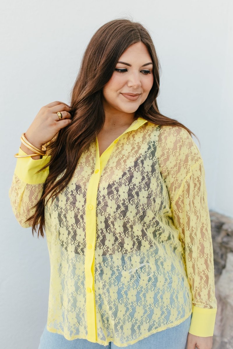 Classic Kathryn Button Up Top In Yellow - Reg & Curvy - Macoma Boutique120 Long Sleeve