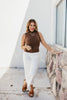 Clean Cut Mock Neck Tank In Coffee - Reg & Curvy - Macoma Boutique110 Tanks