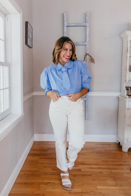 Clean Girl Classic Top In Blue - Macoma Boutique100 Short Sleeve