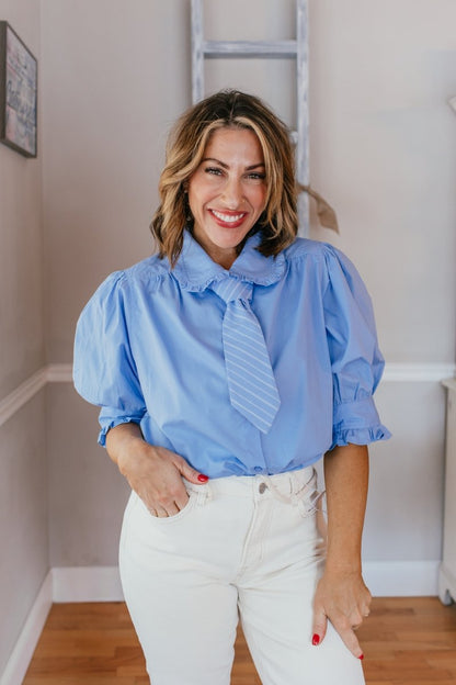Clean Girl Classic Top In Blue - Macoma Boutique100 Short Sleeve
