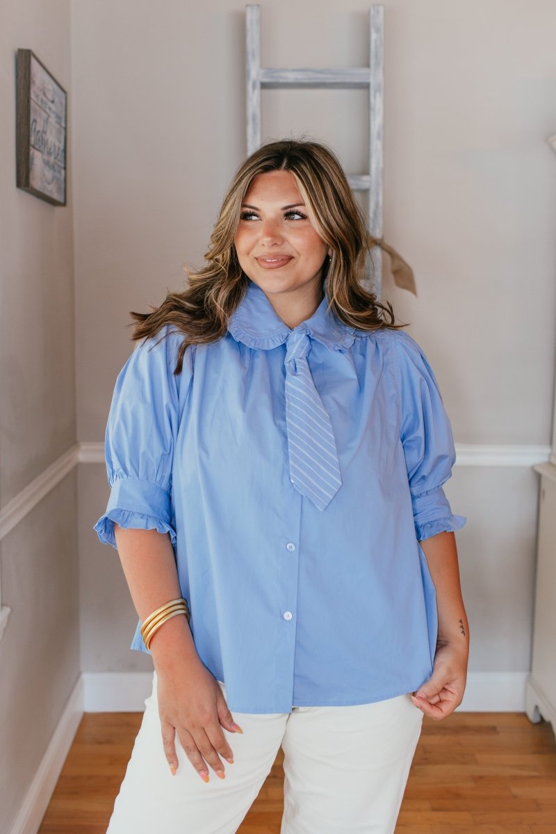 Clean Girl Classic Top In Blue - Macoma Boutique100 Short Sleeve