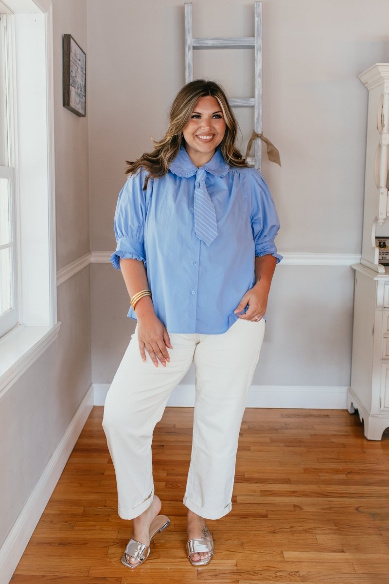 Clean Girl Classic Top In Blue - Macoma Boutique100 Short Sleeve