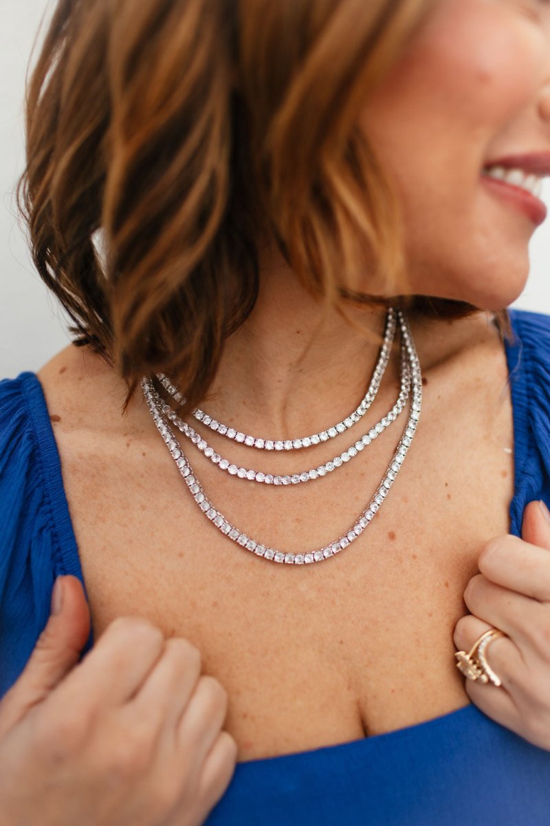 Clear 4mm Rhinestone Tennis Necklace – Macoma Boutique