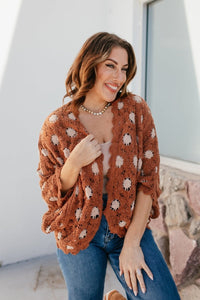 Close Knit Cardigan In Brick