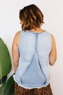 Cloud Wash Denim Top - FINAL SALE - Macoma Boutique110 Tanks