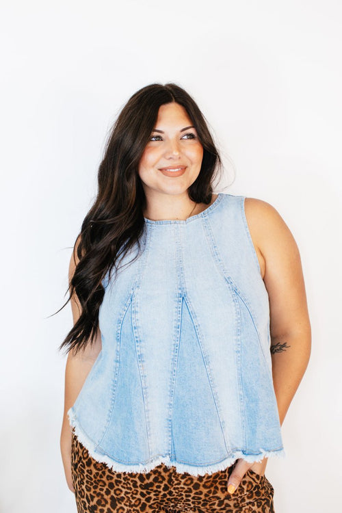 Cloud Wash Denim Top - FINAL SALE - Macoma Boutique110 Tanks