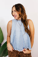 Cloud Wash Denim Top - FINAL SALE - Macoma Boutique110 Tanks