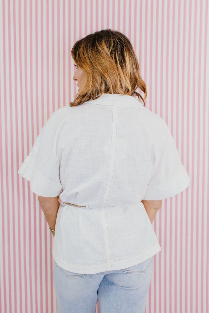 Coastal Ease Linen Top - Macoma Boutique100 Short Sleeve