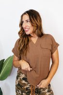 Cocoa Casual Top - Reg & Curvy - FINAL SALE - Macoma Boutique100 Short Sleeve