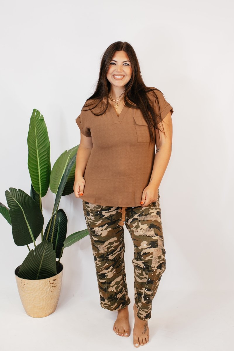 Cocoa Casual Top - Reg & Curvy - FINAL SALE - Macoma Boutique100 Short Sleeve