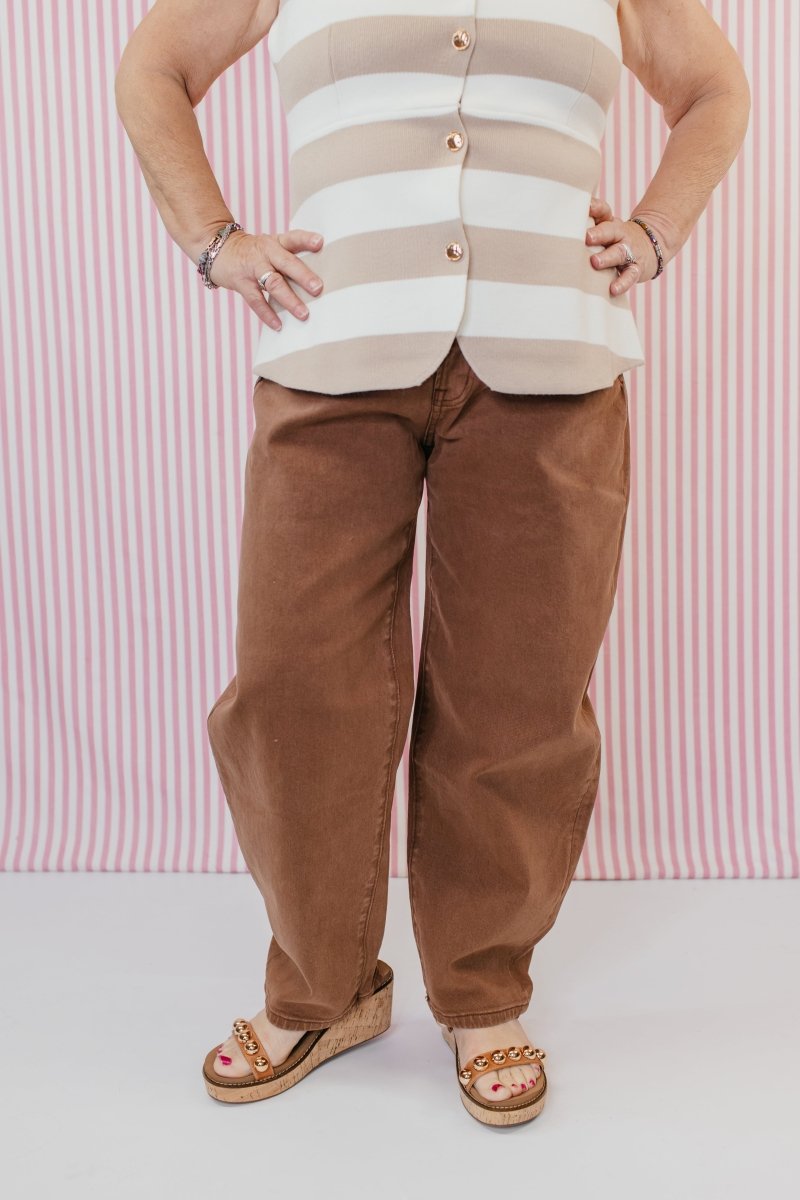 Coffee Break Barrel Jeans - Macoma Boutique170 Denim