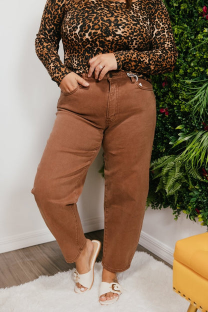 Coffee Break Barrel Jeans - Macoma Boutique170 Denim