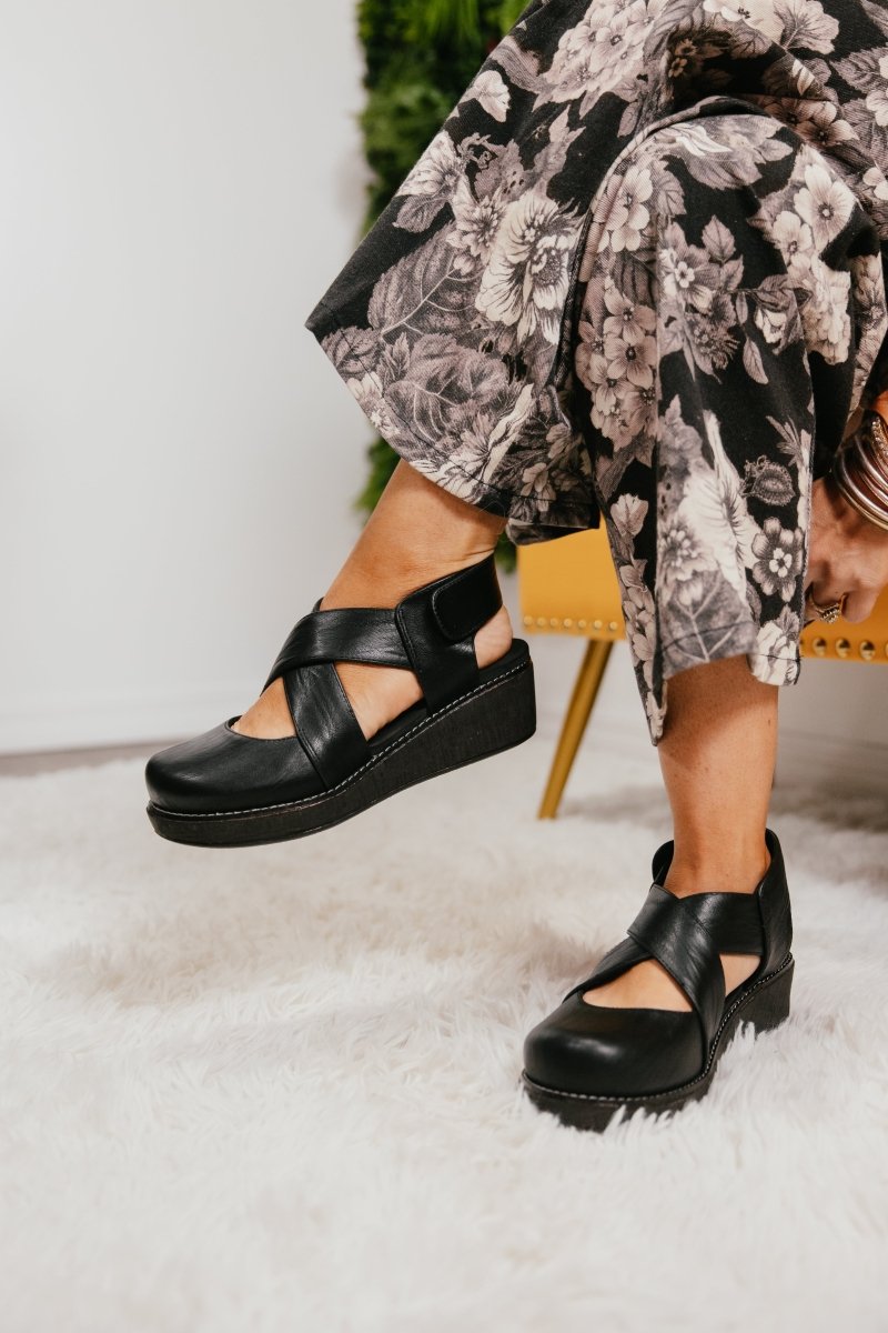 Corky's Black Bring It In Sandals - Macoma Boutique302 Wedges & Heels