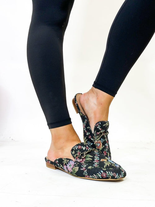 Corky's Black Brocade Floral Charmer Mules - FINAL SALE - Macoma Boutique303 Mules & Boots