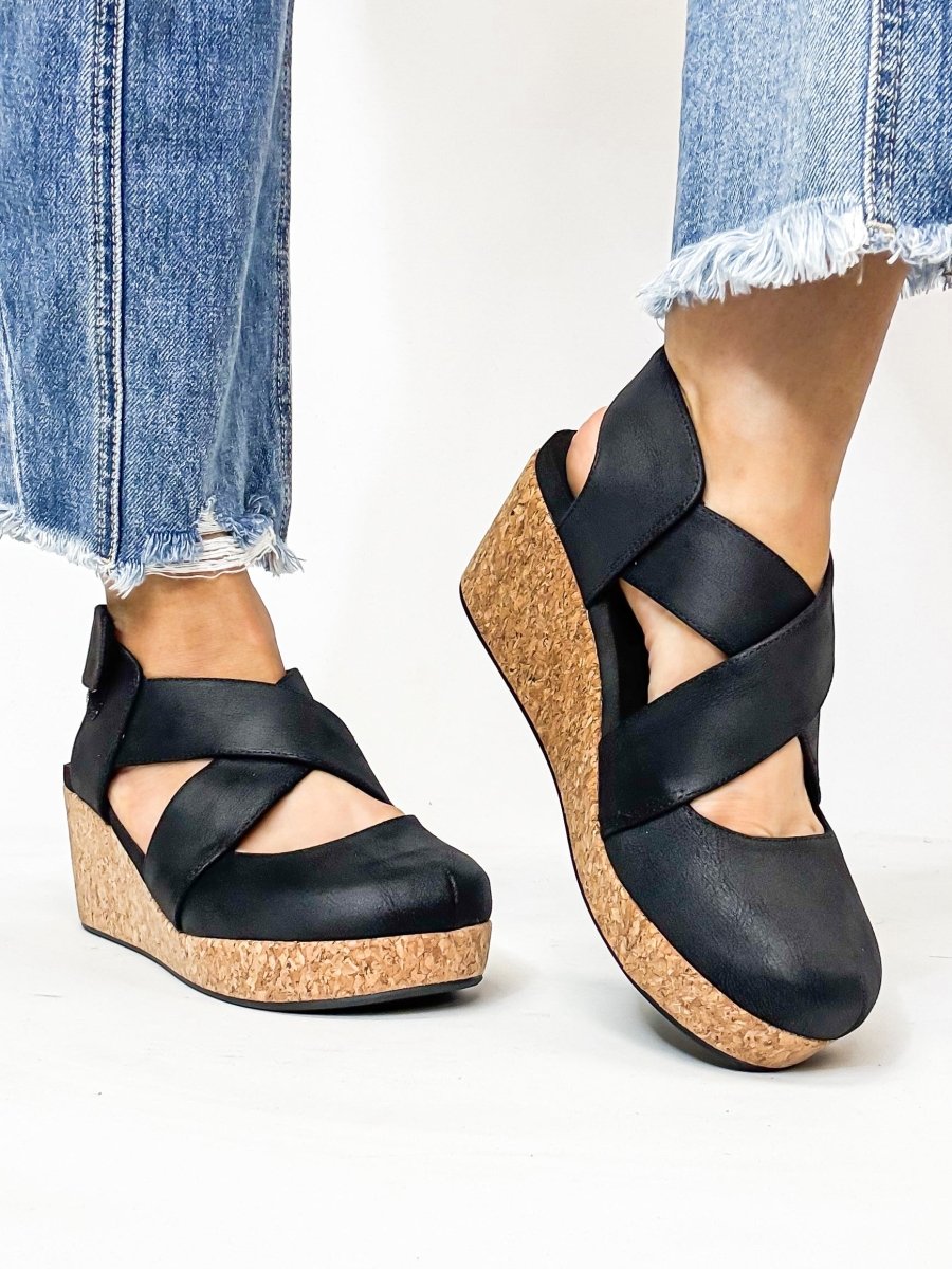 Corky's Black Case Closed Shoes - Macoma Boutique302 Wedges & Heels
