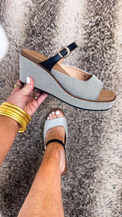 Corky's Black Combo Treat Yourself Wedges - Macoma Boutique302 Wedges & Heels