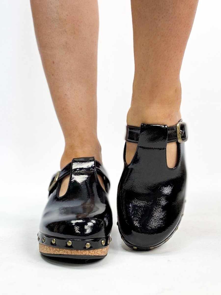 Corky's Black Crinkle Patent In The Moment Wedges - Macoma Boutique302 Wedges & Heels