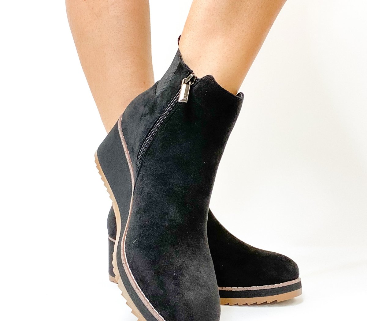 Corky's Black Faux Suede Apple Sauced Boots - Macoma Boutique303 Mules & Boots