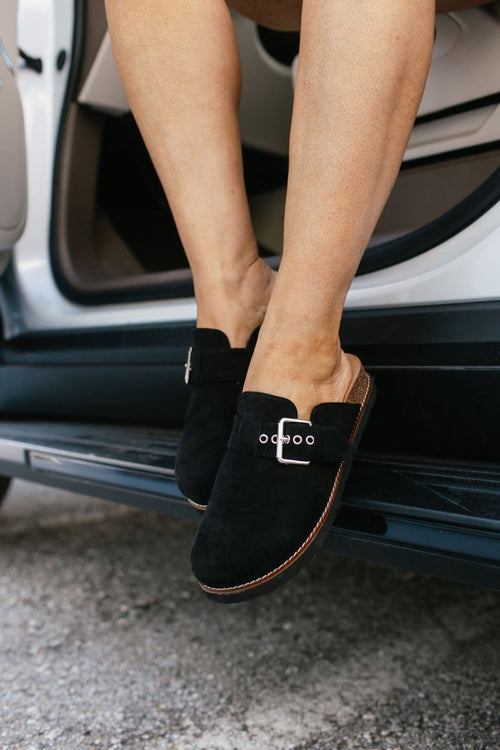 Corky's Black Faux Suede Day Dream Shoes - Macoma Boutique303 Mules & Boots