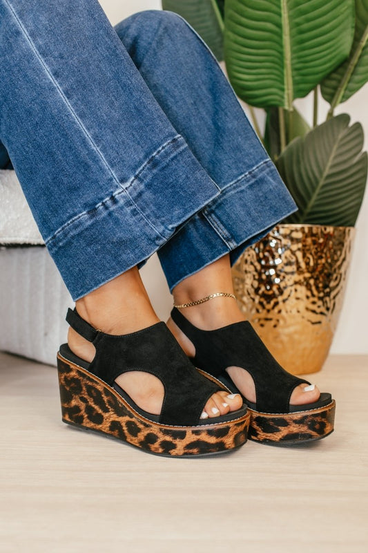 Corky's Black Faux Suede Freddie Wedges - Macoma Boutique302 Wedges & Heels