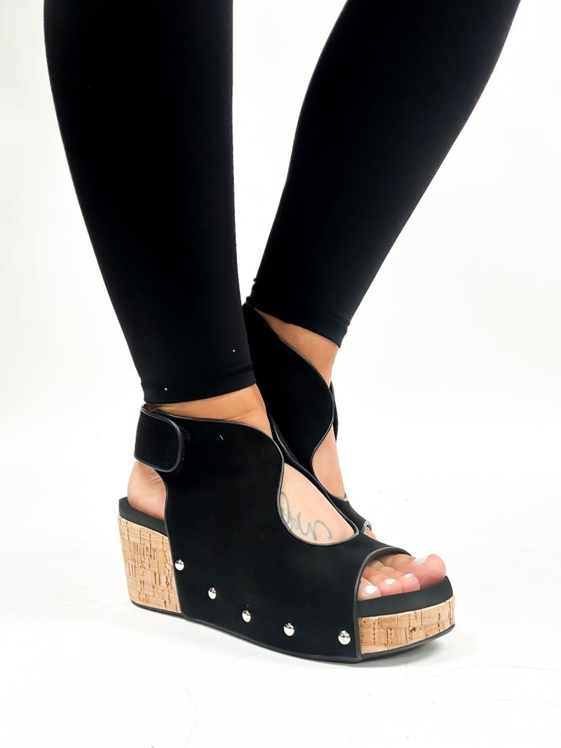 Corky's Black Faux Suede Frisky Sandals