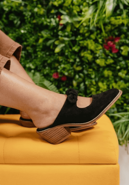 Corky's Black Faux Suede Oh Bow She Didn't Shoes - Macoma Boutique302 Wedges & Heels