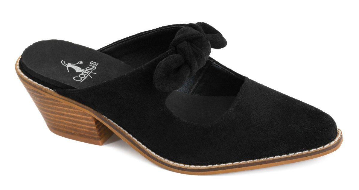 Corky's Black Faux Suede Oh Bow She Didn't Shoes - Macoma Boutique302 Wedges & Heels