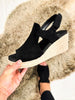 Corky's Black Faux Suede Pose Wedges FINAL SALE - Macoma Boutique302 Wedges & Heels