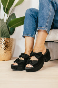 Corky's Black Faux Suede Put A Bow On It Sandals