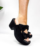 Corky's Black Faux Suede Put A Bow On It Sandals - Macoma Boutique302 Wedges & Heels